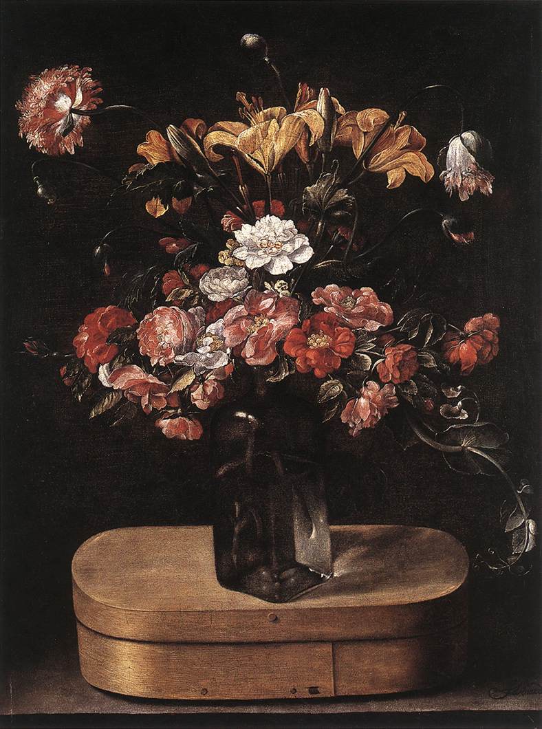 Bouquet on a Wooden Box